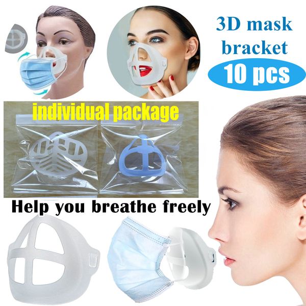 Máscara 3D Bracket Batom Proteção Silicone Levante Máscara protectora da Inner Enhancing Respirando suavemente fresco Máscara Titular reutilizável Acessório