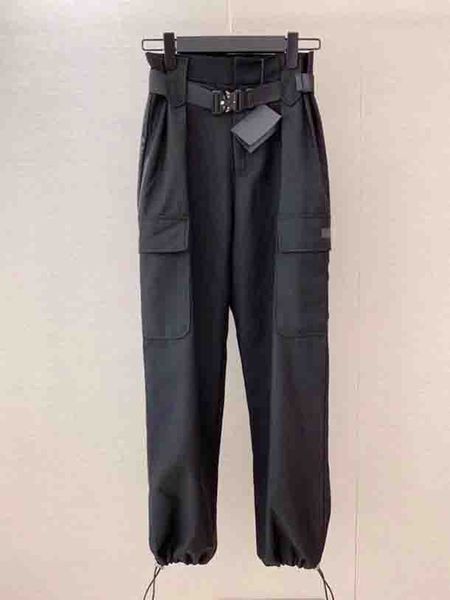 

women pants casual womens cargo pants with belt full length sweatpants fashion women pant with inverted triangle 2 colors size -xl, Black;white