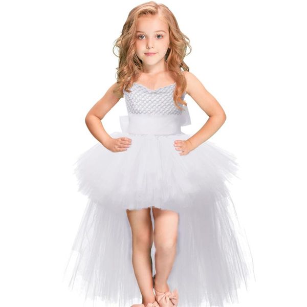 

train kids girls tutu dress white tulle flower girl dress party wedding ball gowns for children girl pageant performance, Red;yellow