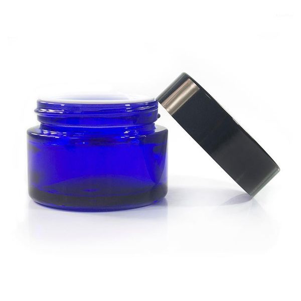 

100pcs*50g blue glass jar face cream container glass jar cosmetics packag cosmetic face cream brown amber jars1