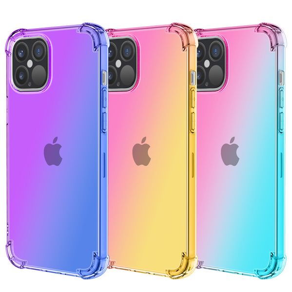 

ultra thin color changing rainbow cusion tpu cover case for iphone 12 11 pro max xr xs max