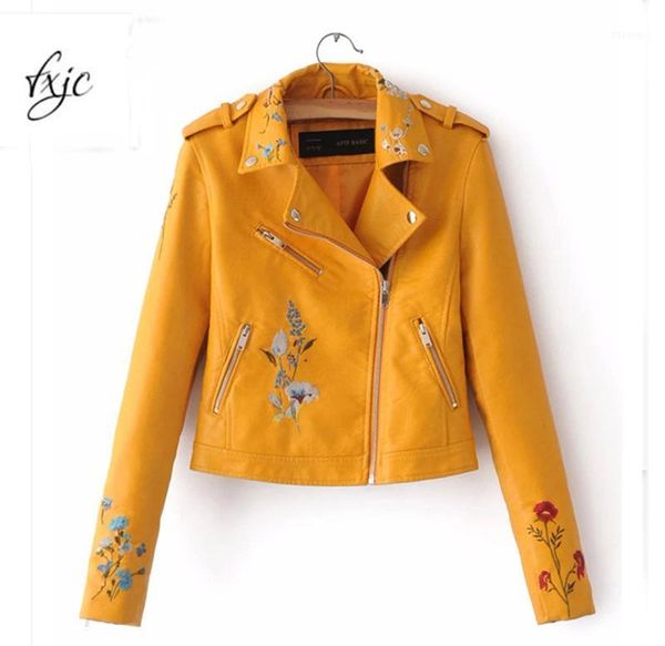 

2017 pink black yellow candy color pu leather jacket turn down collar rivet zipper fashion cool outerwear coat clothes1, Black;brown