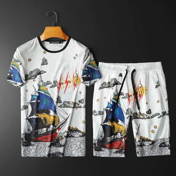 

short mode men t shirt summer custom print male piece iecg, Gray