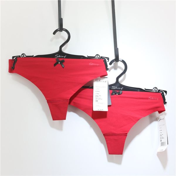 

thong female seamless one piece underwear red low waist sports t pants cotton crotch, Black;pink