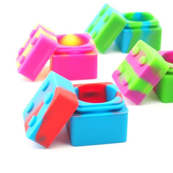

9ml square rubber wax containers silicone jar holder hho oil extractor dry herb concentrate storage box