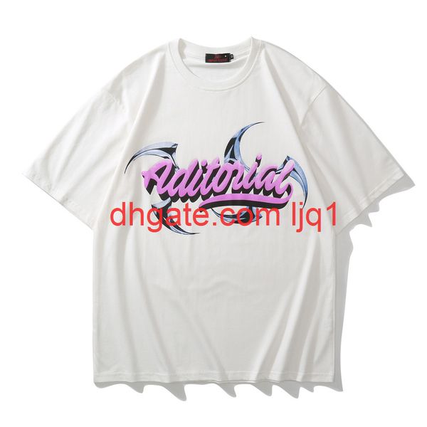 

letter printed short sleeve t-shirt men's harajuku fashion brand round neck 5-sleeve street trend half sleeve t-shirt, White;black
