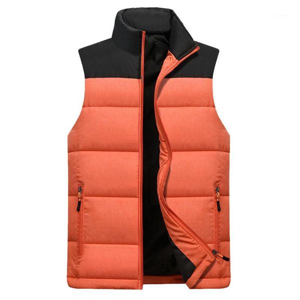 

casual men winter color block zipper sleeveless short cotton vest warm waistcoat1, Black;white