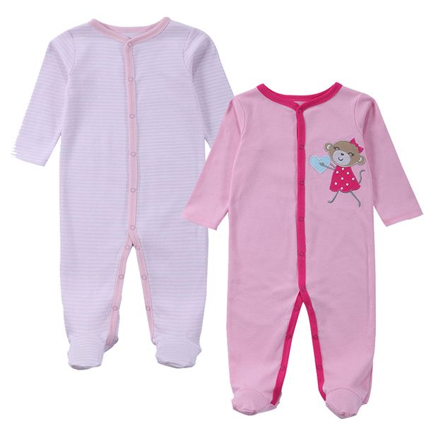 

2 pcs/lot boy girls footed romper rompers 100% cotton sleep & play clothes baby pajamas newborn clothing 201028, Blue