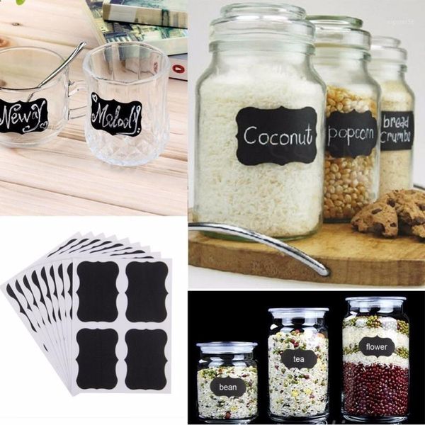 

wholesale- 36pcs glass jar bottle sticker kitchen organizer labels chalkboard blackboard shape tag home diy chalk board sign bottle sticker1