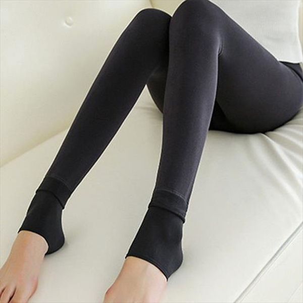 

women heat fleece winter stretchy leggings warm fleece lined slim thermal pants din889 drop shipping good quality, Black
