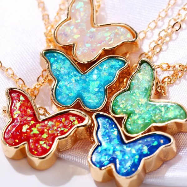 

2020 butterfly pendant necklaces for women girls fashion pink gold necklace elegant choker fashion sweet jewelry gift1, Silver
