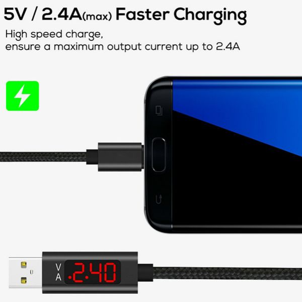 

voxlink micro voltage and current intelligent display data sync for samsung xiaomi huawei android usb cable