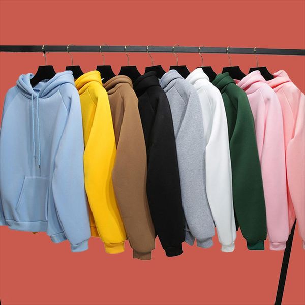 

plain thick hoodie autumn winter female basic sweatshirt poleron mujer 2020 kangaroo pocket hoodie raglan sleeve women, Black