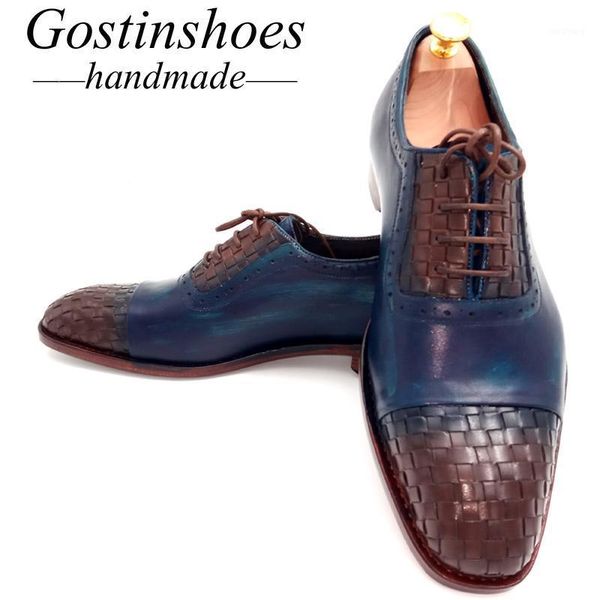 

goodyear shoes cap-toe dress shoes man business party wedding oxfords lace-up g22 handmade men's formal woven leather1, Black