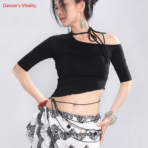 

modal long sleeve eastern oriental belly dance shirts drawstring costumes for women bellydance indian dancing clothes1, Black;red