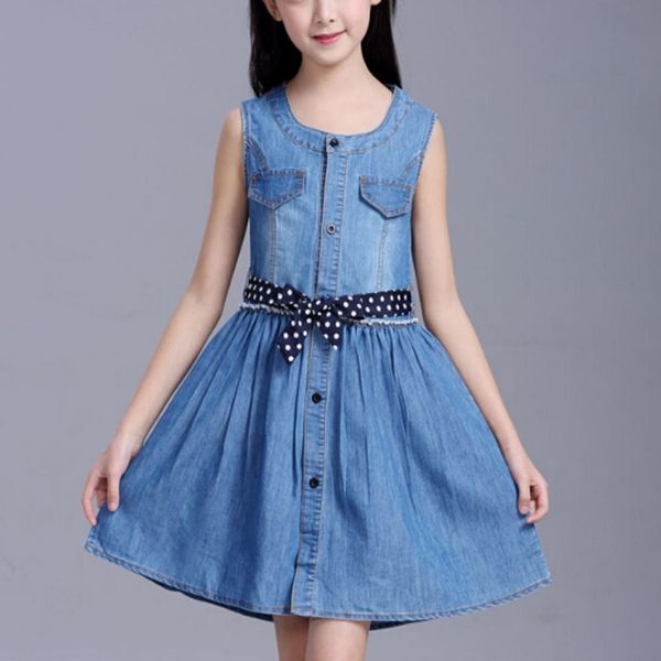

summer girl sleeveless denim skirt dress size170cm, Black;white