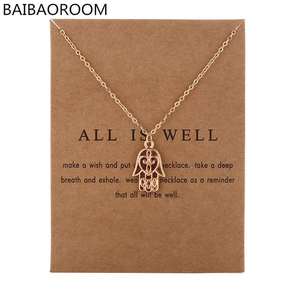 

12pcs new arrived fashion jewelry silver color all is well hamsa fatima hand chocker necklace pendant for women girl q1113