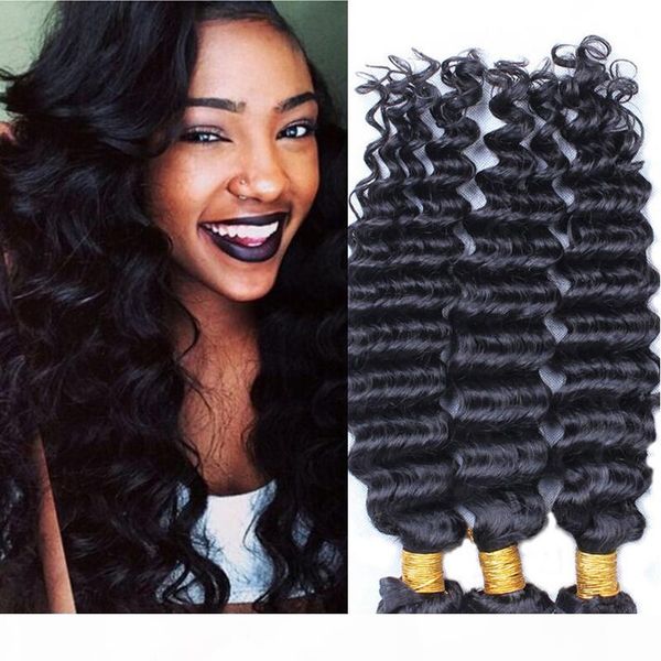

7a brazilian hair extension deep wave curly 12"-30" dhl 100% human hair weave double hair weft peruvian deep wave vi, Black