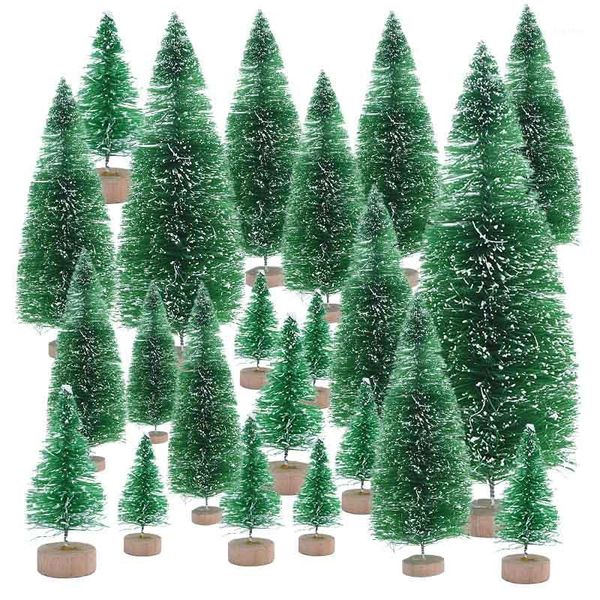 

6.5cm to 16cm small decorated christmas tree fake pine tree mini artificial christmas santa snow home decoration1