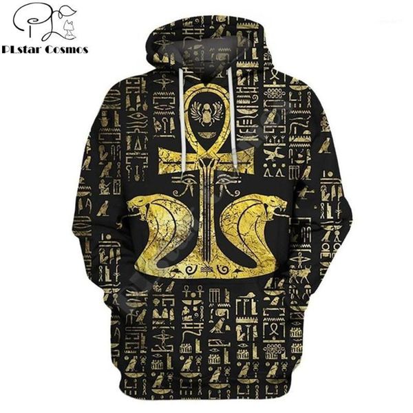 

men's hoodies & sweatshirts eye of horus egyptian cross ankh symbols 3d print men hoodie harajuku fashion hooded sweatshirt street jack, Black