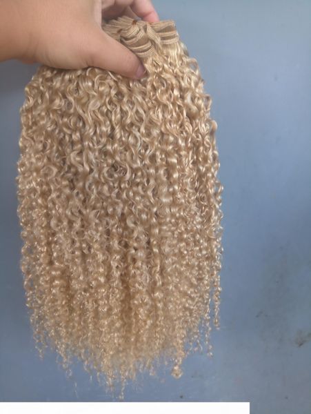 

brazilian human virgin remy kinky curly hair weft blonde color unprocessed baby soft hair extensions 100g bundle product, Black