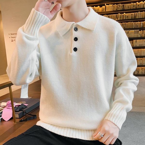 

2020 new fashion men long sleeve thickening warm sweaters 6852, White;black