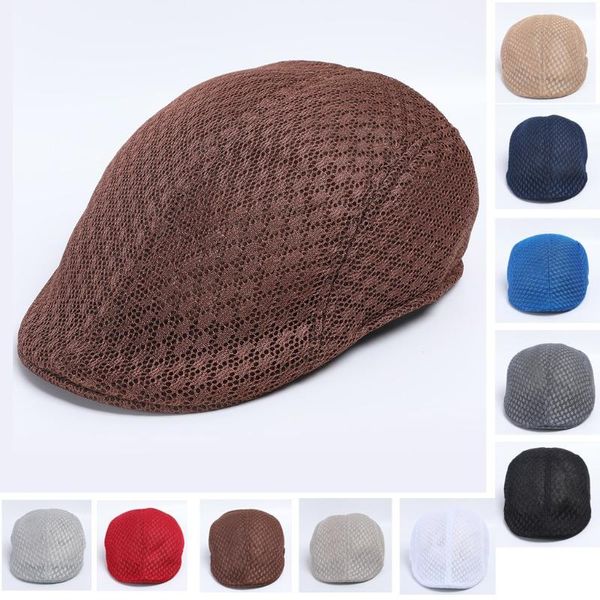 

breathable solid color simple mens winter berets men women soft net retro hats casul breathable winter warm comfort beret muts, Blue;gray