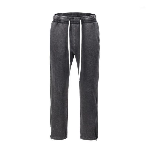 

distressed black zip ankles sweatpants autumn terry jog pants streetwear1