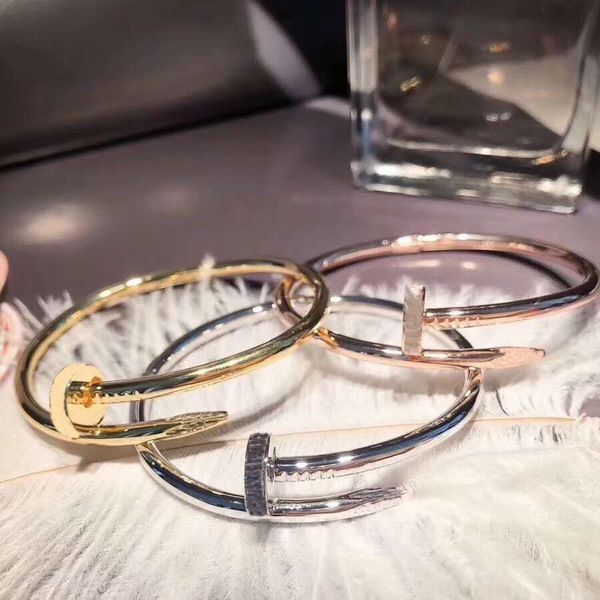 

new year classic bracelet nail bracelet stainless steel bracelet head and tail diamond white gold rose gold luxury exquisite gift box, Black