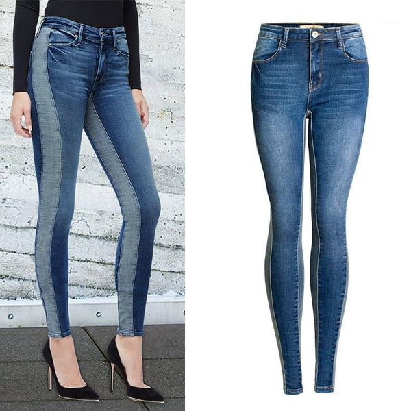 

high waisted stretch jeans skinny push up woman plus size blue striped denim denim trousers fall 2020 new arrival dropshipping1