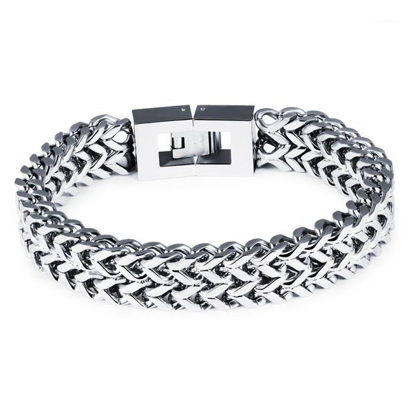 

titanium steel men's bracelet personality overlord chain square buckle1, Black