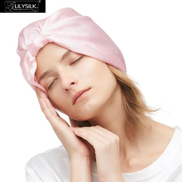 

lilysilk silk sleep cap classic pleated hair  women new ing, Blue;gray