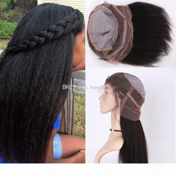 

360 lace wig 130% density full lace human hair wigs for black women kinky straight 360 lace frontal wig frontal human hair wigs, Black;brown