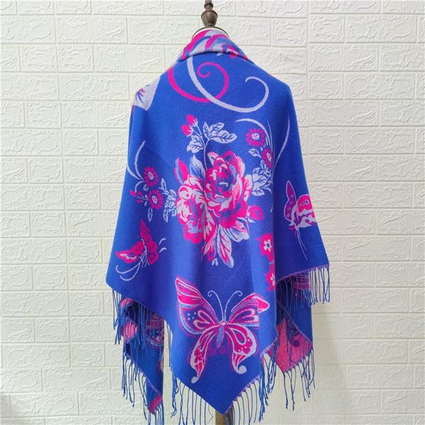 

scarves ladies scarf imitation cashmere shawl thick ethnic style big square poncho fashion warm luxury all-match autumn winter, Blue;gray
