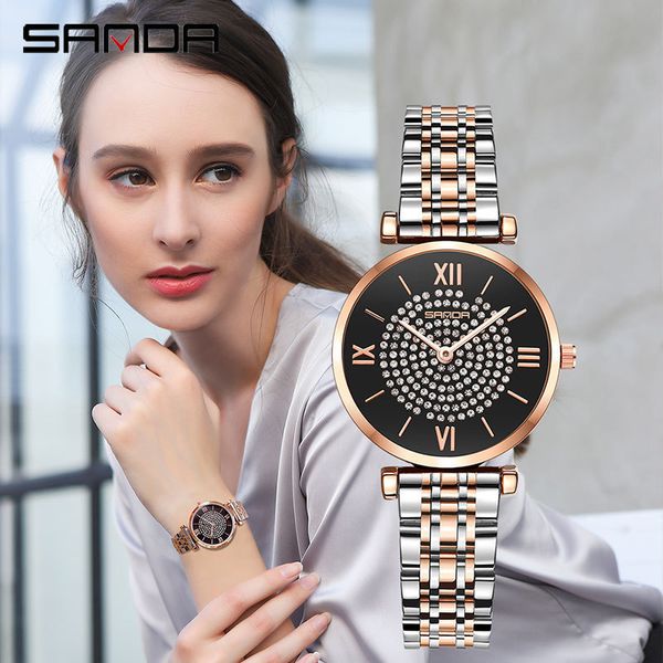 

luxury diamond women bracelet watches 2019 fashion brand ladies dress wrist watches steel waterproof clock relogio feminino new t200420, Slivery;brown