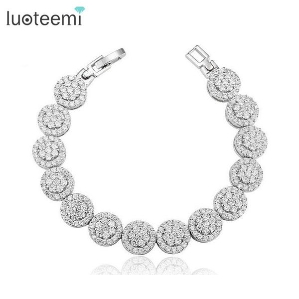 

luoteemi factory wholesale women luxury + cubic zirconia clear stones paved white gold-color bracelet 2014 new jewelry, Black