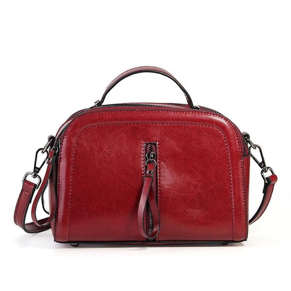 

oil wax genuine handbags small square bag women shoulder bags vintage casual crossbody solid color messenger bags
