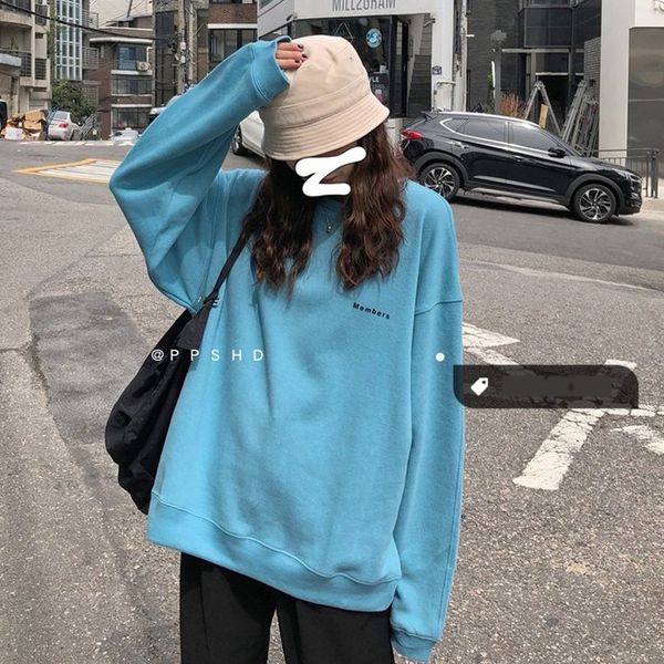 

cotton coat sweater 2020 autumn super fire cec long sleeve crew neck sweater women's coat student loose bow90, Black