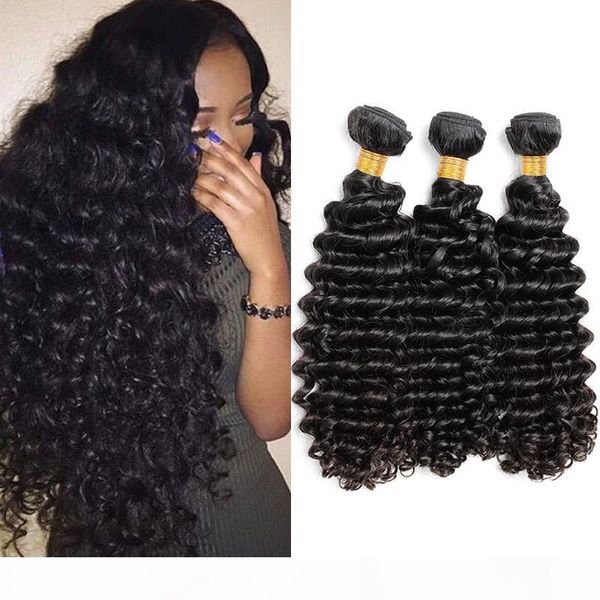 

bella hair 10~24inch 9a brazilian hair extension unprocessed brazilian deep wave hair 3pcs lot natural color human hair weaves julienchina, Black
