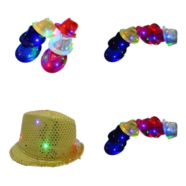 

flash jazz hat sequins caps stage dance performance glowing hats bardian multi colors fashion novelty items 9 zj ii