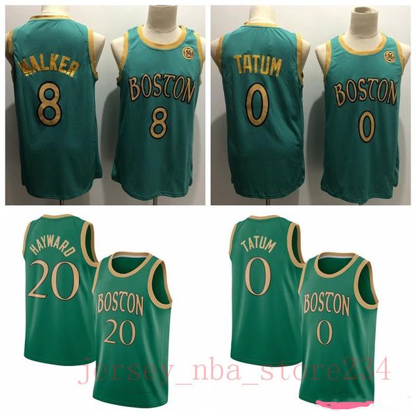 

2019/20 city new edition boston celtics jersey men vintage 8 kemba walker 0 jayson tatum green basketball jerseys edition city, Blue;black