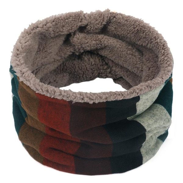 

scarves 25# women men winter fleece warm circle scarvesÂ folk-custom stripe neck warmer knitted scarf shawl cowl, Blue;gray