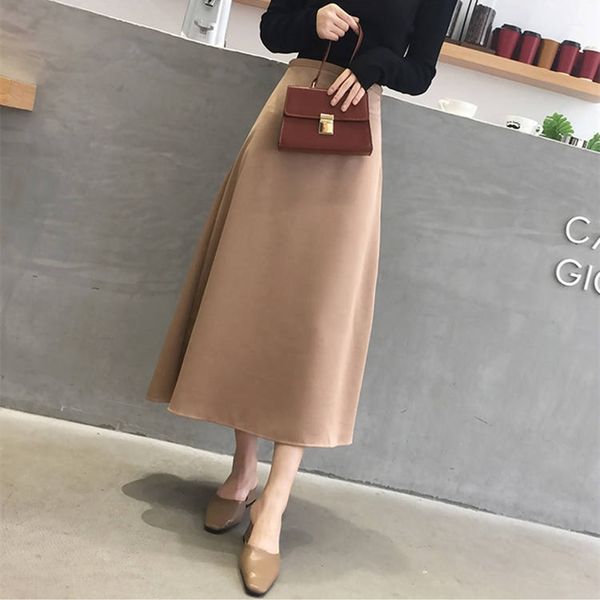 

korean casual skirts women silk skirt women elegant women satin office lady high waist bodycon skirt faldas mujer moda 201109, Black