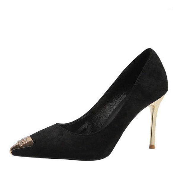 

dress shoes women's 2021 spring and summer shallow mouth professional pointy high heel thin fashion1, Black