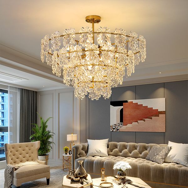 

modern rural light luxury retro copper color chandelier clear glass bedroom dining room iron living room interior lighting