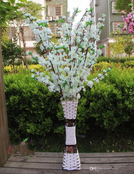 

120cm home artificial cherry spring plum peach blossom branch silk flower tree party decor 4a