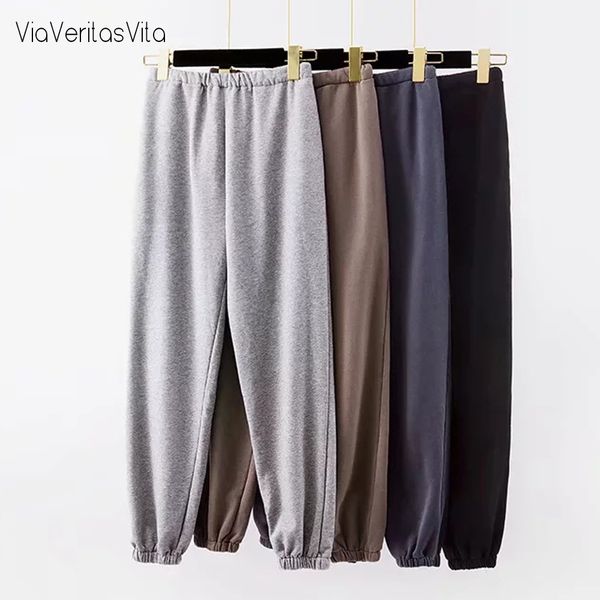 

fashion womens jogging cargo pants trousers high elastic wasit loose pants joggers gray sweatpants capris winter clothes c1111, Black;white