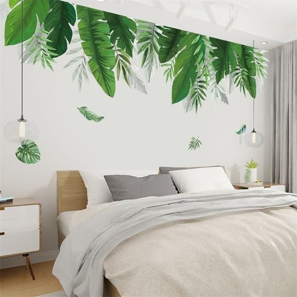 Tropische Pflanzen Bananenblatt Wandaufkleber für Wohnzimmer Schlafzimmer Umweltfreundliche Vinyl Wandtattoos Kunst Wandbilder Poster Home Decor 201201