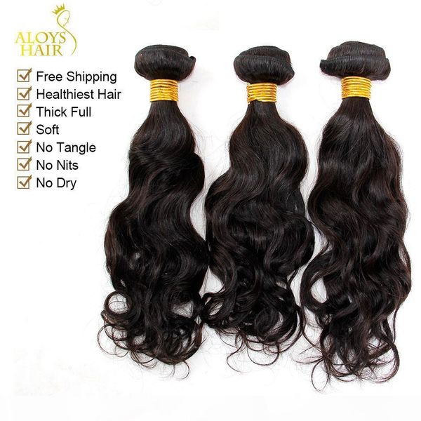 

mongolian water wave virgin hair extensions 3 pcs lot unprocessed virgin mongolian natural wave remy human hair weaves wavy bundles, Black