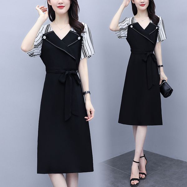 

big plus size woman dressed fat 2021 business party ladies work dress in women's clothes zdf9, Black;gray